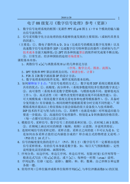 集美大学电子08级《数字信号处理》学习要点