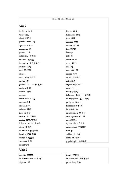 (完整word版)人教版九年级英语单词表.doc