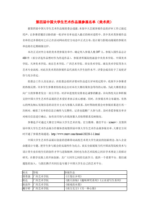 第四届中国大学生艺术作品展参展名单(美术类)