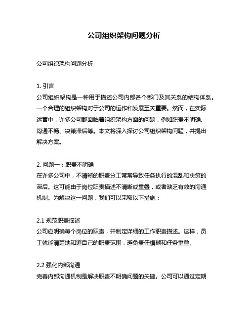 公司组织架构问题分析