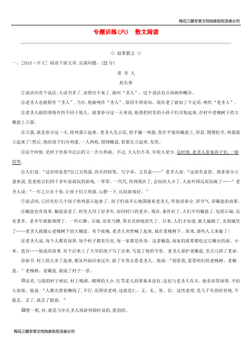 2019年中考语文总复习现代文阅读专题训练06散文阅读新人教版359