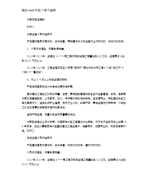 2021年优秀项目监理部