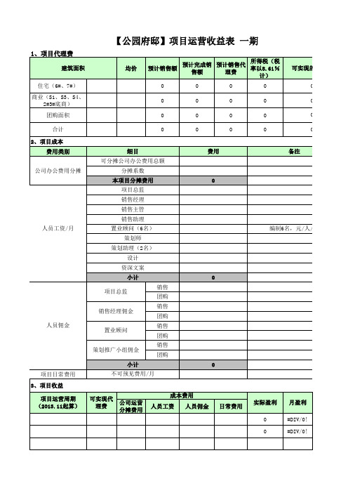 项目运营收益测算表(空)(1)