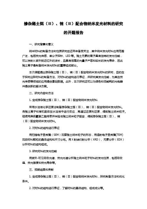 掺杂稀土铒(Ⅲ)、铕(Ⅲ)配合物纳米发光材料的研究的开题报告