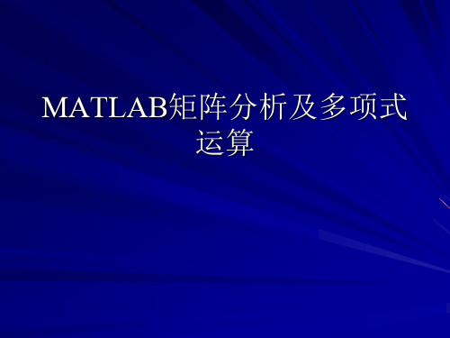 MATLAB矩阵分析及多项式运算