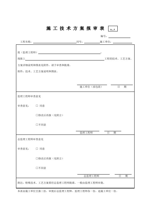 监理总表格 通用(空A4纸)