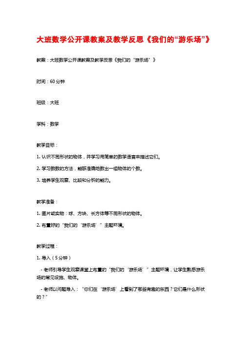 大班数学公开课教案及教学反思《我们的“游乐场”》