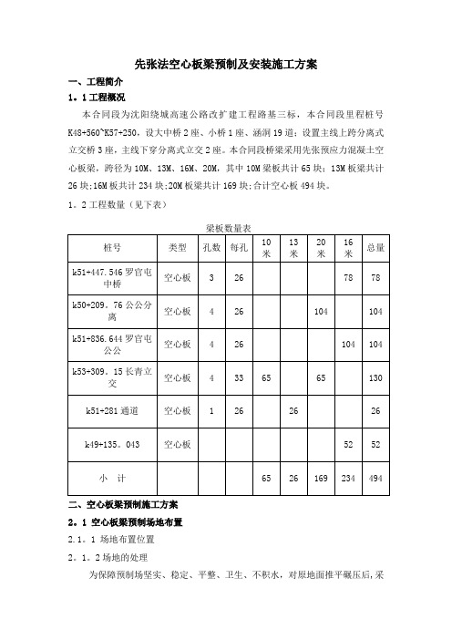 先张法空心板梁预制及安装施工方案