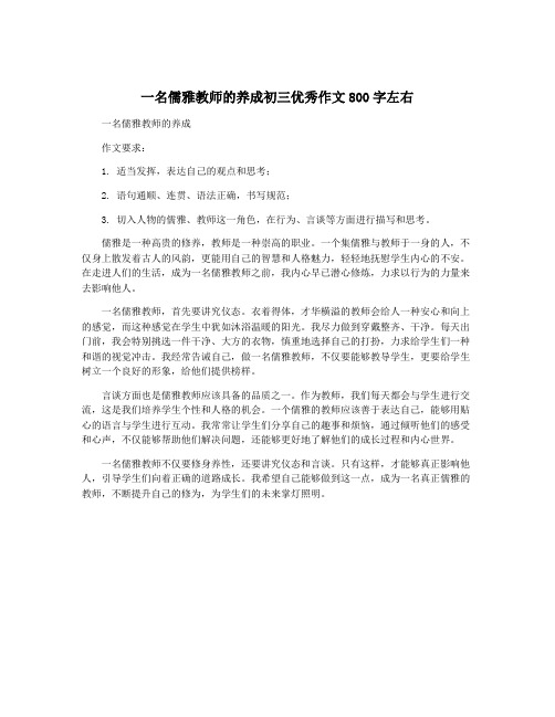 一名儒雅教师的养成初三优秀作文800字左右