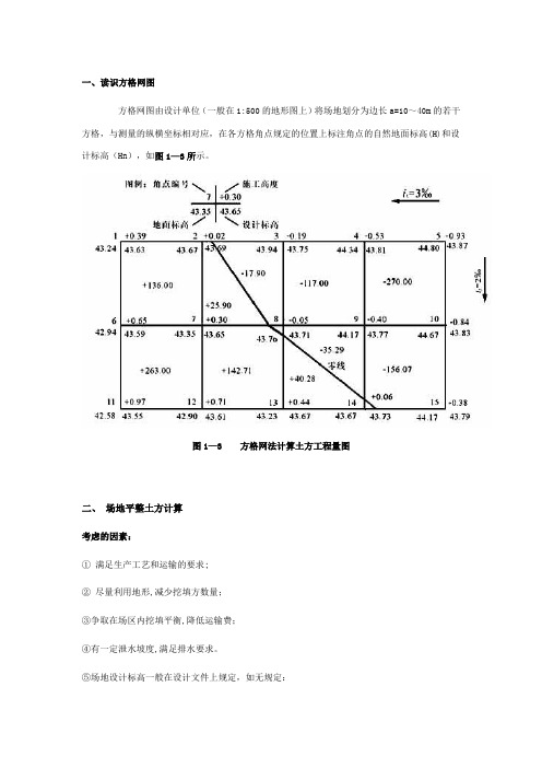 方格网法计算土方量教材及例题