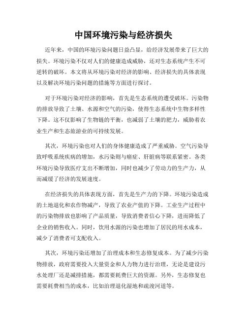 中国环境污染与经济损失