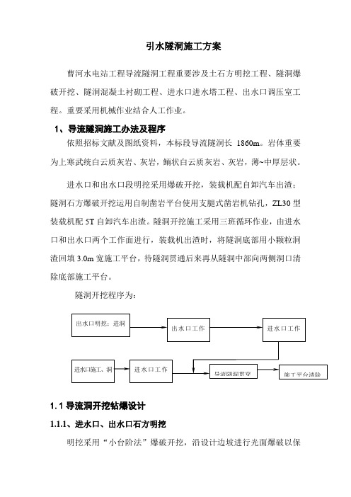 引水隧洞施工方案范文样本