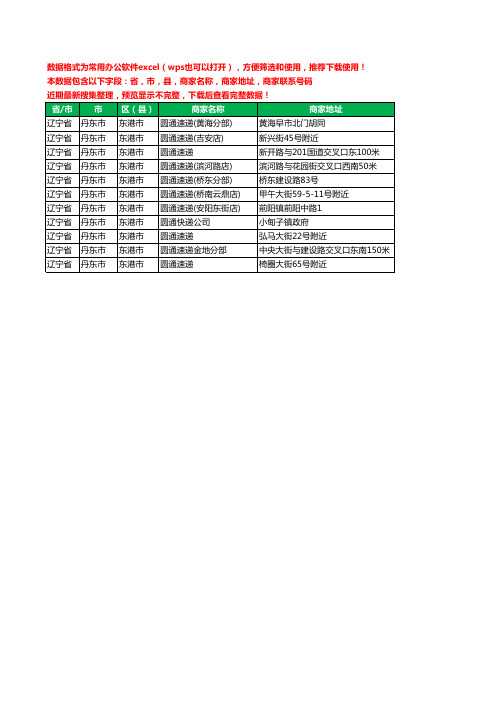 新版辽宁省丹东市东港市圆通快递工商企业公司名录名单黄页大全11家