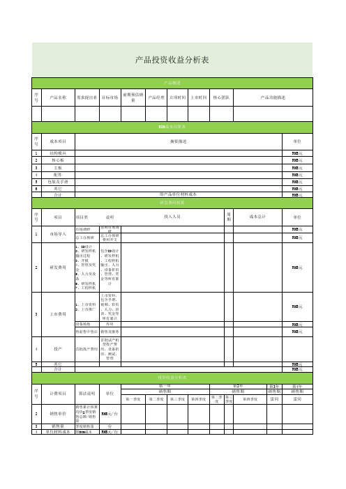 产品投资收益分析表V1.1