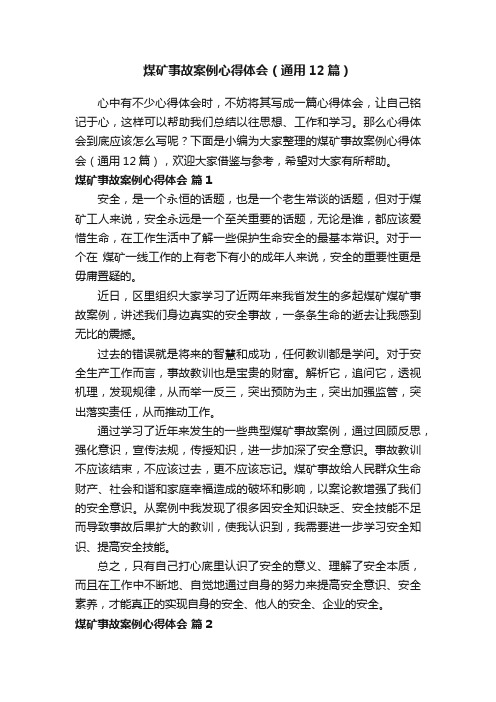 煤矿事故案例心得体会(通用12篇)