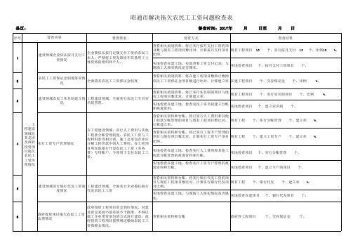 解决拖欠农民工工资问题检查表