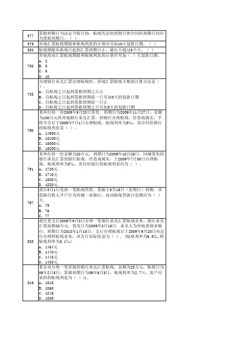 银行承兑汇票贴现例题