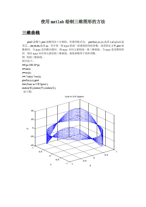 使用matlab绘制三维图形的方法