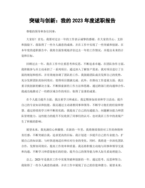 突破与创新：我的2023年度述职报告