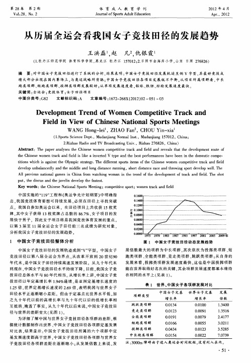 从历届全运会看我国女子竞技田径的发展趋势