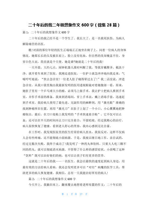 二十年后的我二年级想象作文600字(锦集28篇)