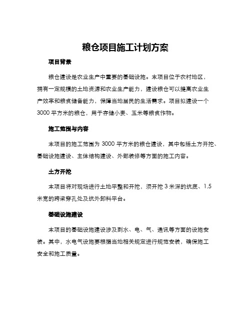 粮仓项目施工计划方案