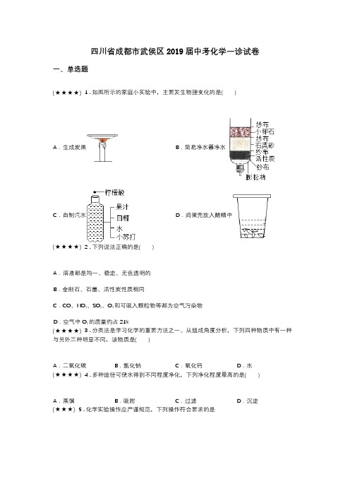 四川省成都市武侯区2019届中考化学一诊试卷