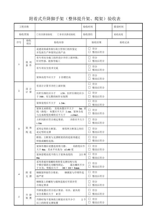 附着式升降脚手架验收表