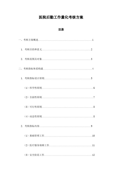 医院后勤工作量化考核方案