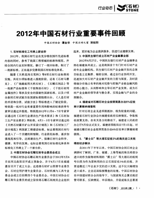 2012年中国石材行业重要事件回顾