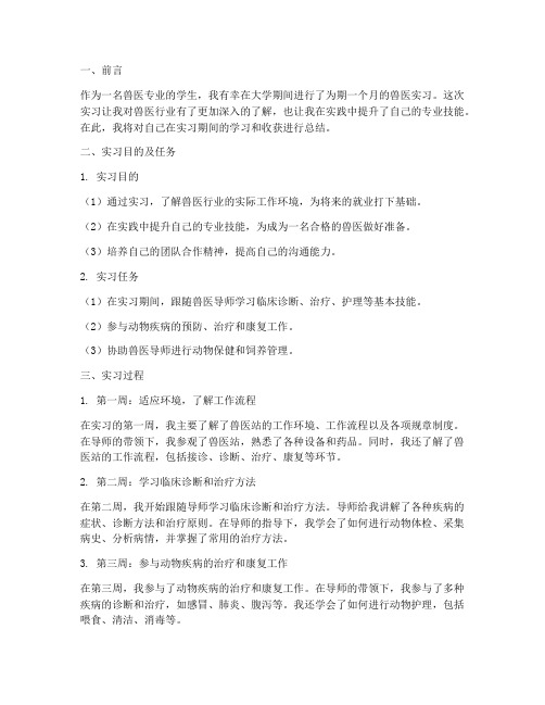 兽医实习报告作文