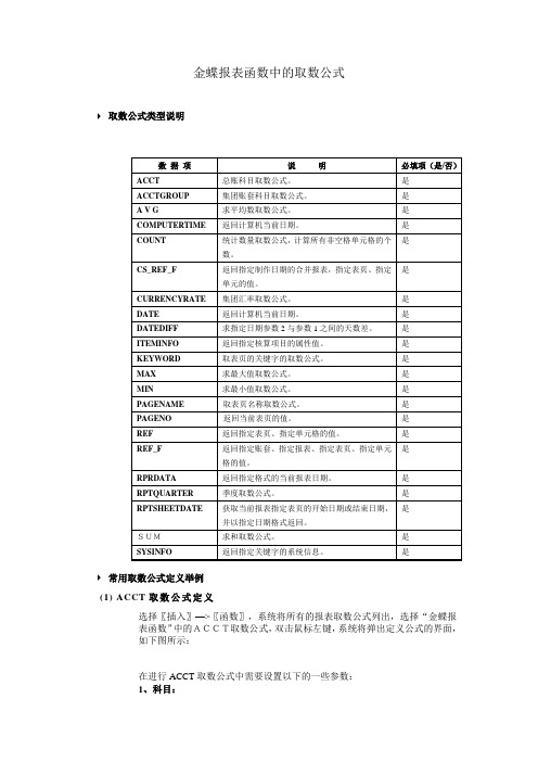 财务报表函数中的取数公式