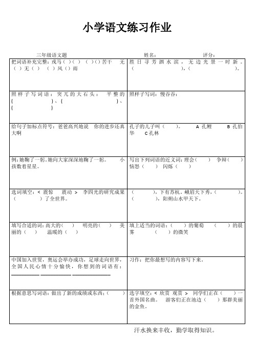 小学三年级语文课堂延伸训练III (25)