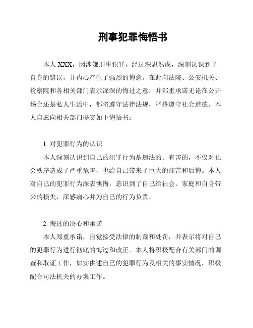 刑事犯罪悔悟书