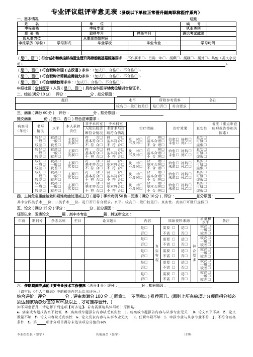 专业评议组评审意见表1.2