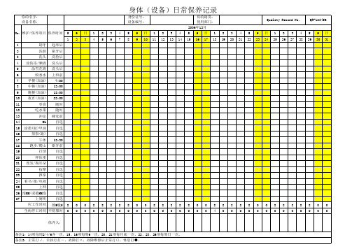 日常保养记录模板