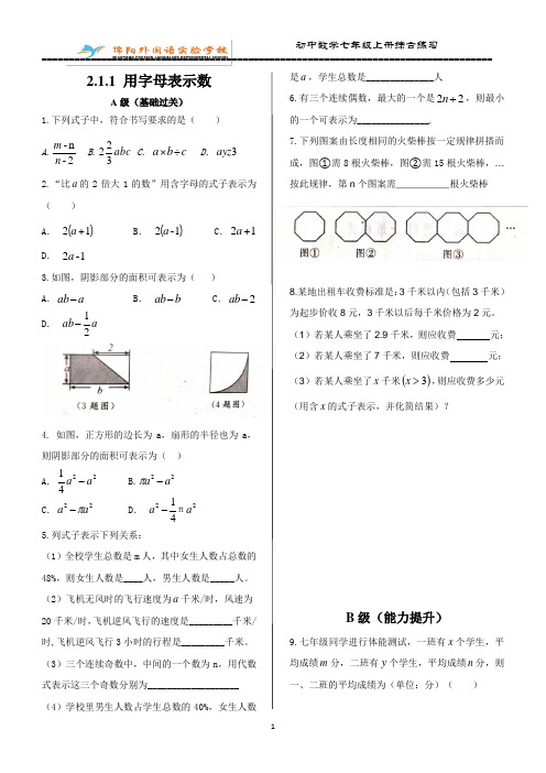 用字母表示数综合小练习