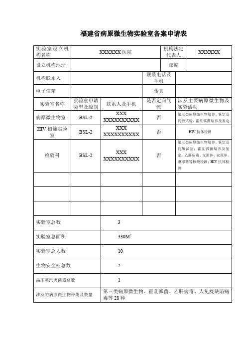 病原微生物实验室备案材料01病原微生物实验室备案申请表