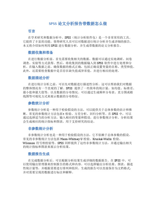 spss论文分析报告带数据怎么做