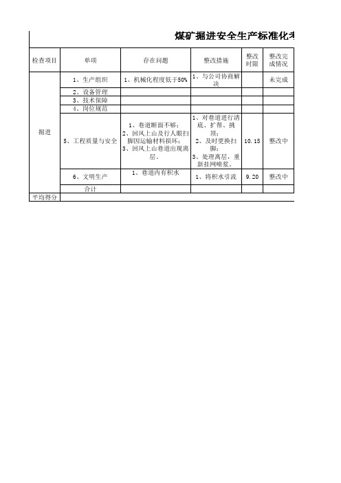 掘进质量标准化评分表