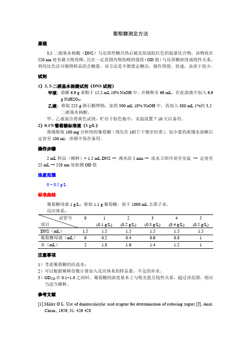 葡萄糖测定方法