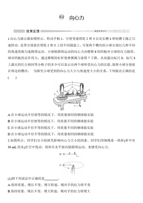 2 向心力 第1课时 实验：探究向心力大小的表达式习题