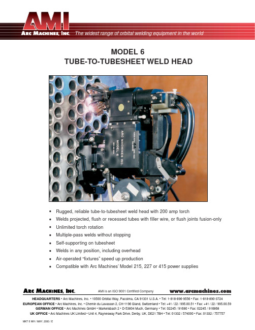 AMI MODEL 6 TUBE TO TUBESHEET WELD HEAD