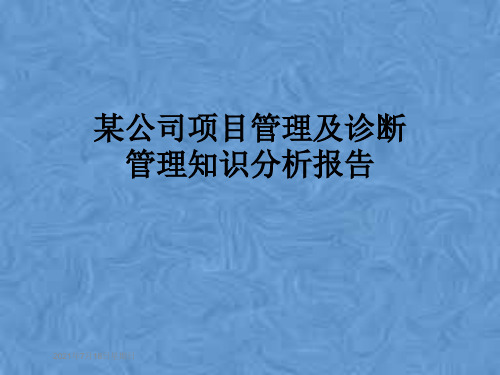 某公司项目管理及诊断管理知识分析报告