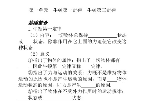 牛顿第一定律 、牛顿第三定律  课件