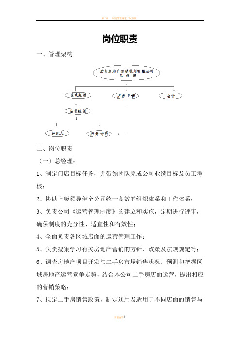 房地产中介公司员工岗位职责