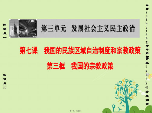 高中政治第3单元发展社会主义民主政治第7课我国的民族区域自治制及宗教第3框我国的宗教政策课件新人教版