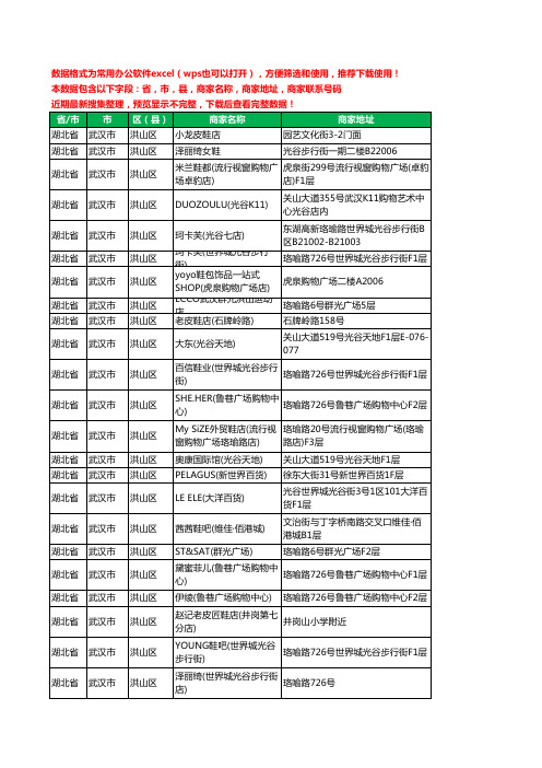 2020新版湖北省武汉市洪山区鞋工商企业公司商家名录名单黄页联系电话号码地址大全282家