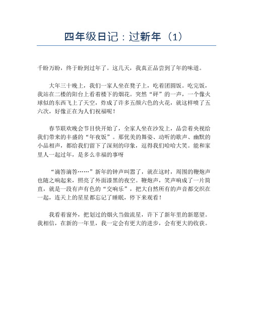 四年级日记:过新年(1)【小学四年级精品作文】