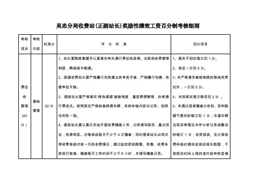 收费站绩效考核细则